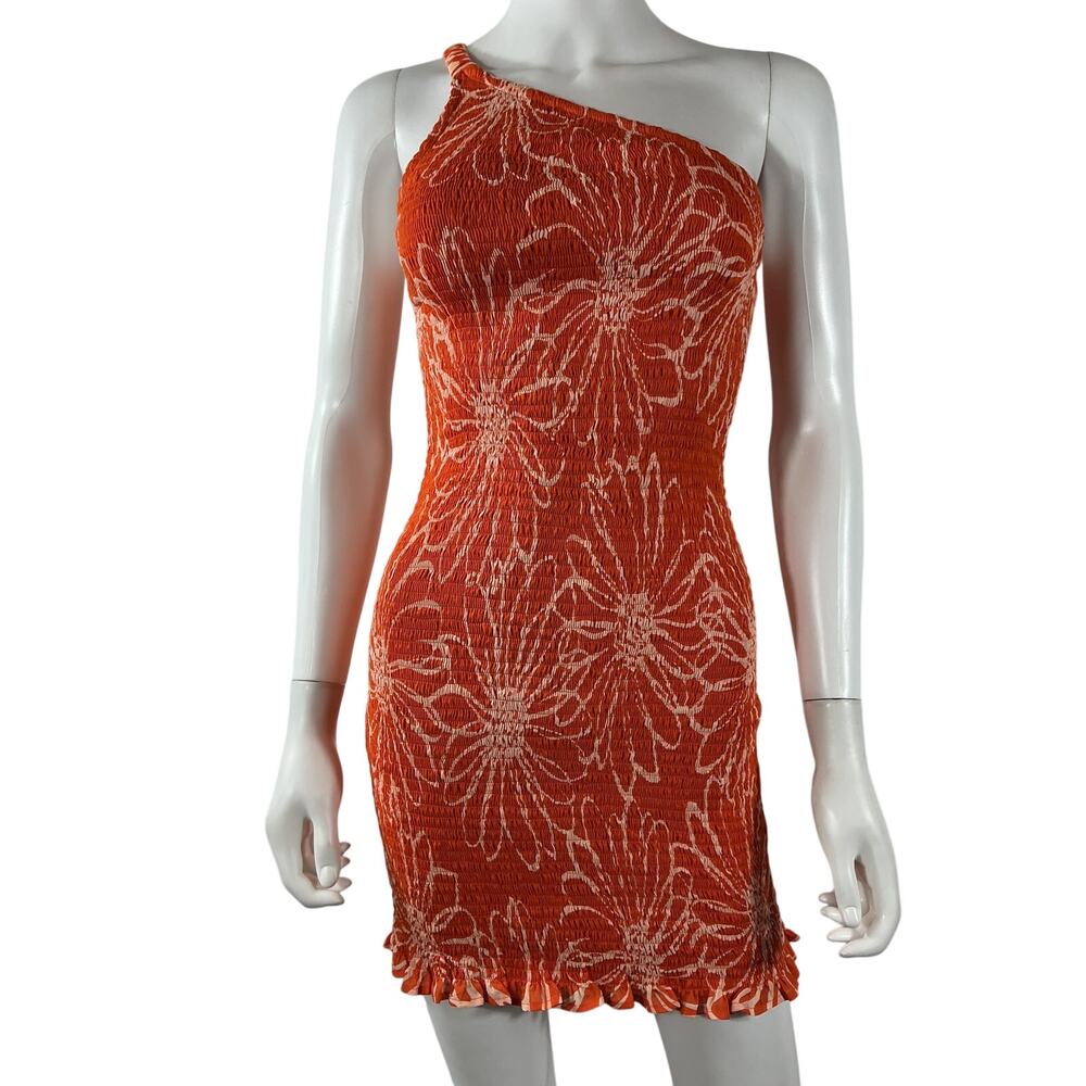 Faithfull The Brand Floral Orange Terre Mer Mini Dress Size S - Picture 2 of 4